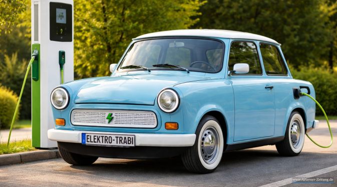 Das wäre der Exot schlichthin, Elektroauto und Trabi - Bild erstellt mir KI