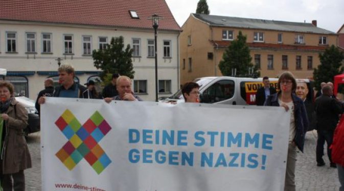 Proteste gegen die NPD auf dem Frankenhäuser Marktplatz