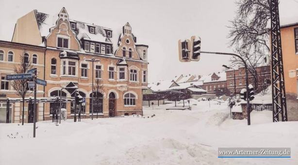 Starke Schneefälle in Artern im Februar